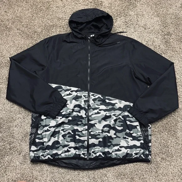 Russel Black Camo Windbreaker Size XL - Picture 2 of 12